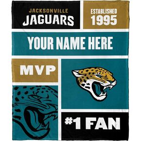Northwest NFL Jacksonville Jaguars Personalized Silk Touch Throw Blanket, 50" x 60", Colorblock