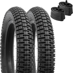 YUNSCM 2-PCS 12 ½ Kids Bike Tires 12 1/2x2 1/4 (57-203) and 12/12.5 Heavy Duty Bike Tubes Schrader Valve Compatible with 12 ½ x 2 ¼ 12.5 x 2.25 12 1/2 x 2 1/4 Bike Bicycle Tires and Tubes (Y-1021)