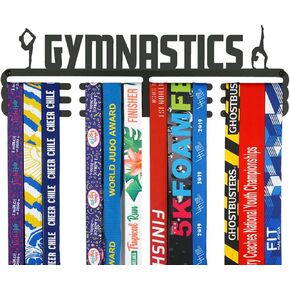 Gymnastics Medal Holder for Girls,Gymnastics Medal Hanger Display with Black Effect,Gymnastics Medal Holders for Sports,Gymnastics Metal Hanger with Upgraded 3 Hanging Bars for More Medals