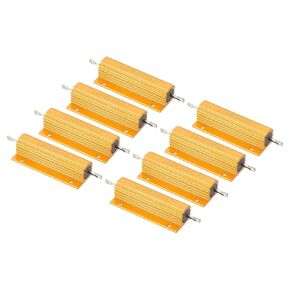 PATIKIL 100W 200 Ohm Aluminum Shell Resistor, 8 Pack Aluminum Housing Resistor Housed Case Wirewound Resistors Screw Tap Power Resistor 5% Tolerance, Golden