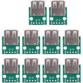 USB Type A Female Socket Breakout Board 4 pins 2.54mm Pitch Adapter USB to DIP Board for DIY USB Power Supply, Breadboard Design