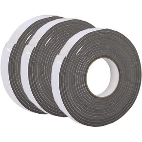 3 Rolls 49.2 Ft Door Windows Sealing Tape Adhesive Foam Tape Seal Foam Strip Weatherstrip for Sliding Sash Door Window Wardrobe Seal Soundproofing, 15mm Wide (Grey)