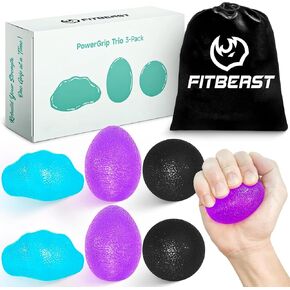 FitBeast Stress Balls for Adults, Hand Exercise Balls 6 Pack, Stress Relief & Grip Strength Trainer, Squishy Balls & Squeeze Balls for Arthritis, Carpal Tunnel, Hand Therapy with 3 Resistance Levels