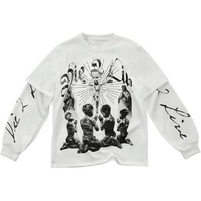 Men's 2 in 1 Pullover Sweatshirt Long Sleeve Crewneck Graphic Sweatshirts