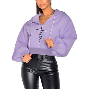 Women's Hoodie, Long-sleeved Monogram Embroidered Hoodie, Lace-up Pullover Hoodie