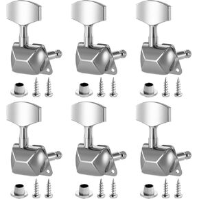 3+3 Semi-Closed Guitar Tuners String Tuning Pegs Keys Machine Heads Set, Electric Guitar Tuning Keys, Acoustic Guitar Pegs, Locking Tunersfor Acoustic or Electric Guitar (Chrome)