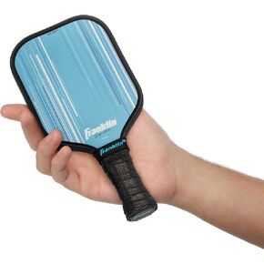 مجموعة ألعاب Franklin Sports Mini Pickleball - مجداف كرة البيسبول على الطاولة + لعبة كرة داخلية للبالغين + الأطفال - تتضمن (2) مجاذيف مقاس 9 بوصة + (2) كرات مخلل صغيرة مقاس 1.65 بوصة - أزرق + وردي