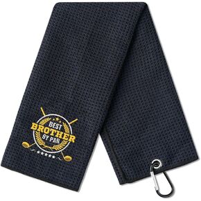 Brother Gifts Golf Towels, Golf Accessory for Golf Bags, Golf Gifts for Men on National Golf Day, Retirement, 16x24in Microfiber Golf Towel, Black