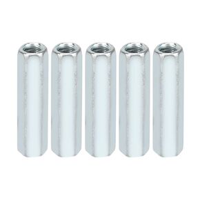 5pcs Hex Nut, M6x10x40mm Long Hex Nut, Galvanized Carbon Steel Hex Coupling Nut Connector for Furniture Electronics Industry