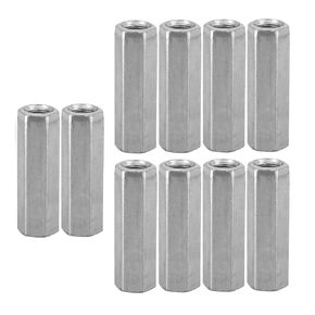 10pcs M8 Long Rod Nut, Carbon Steel Long Rod Coupling Hex Nut Thread Adapter Hex Coupling Nut Surface Treatment Galvanized for Communication Equipment Ship Assembly Machinery Industry (m8x40)