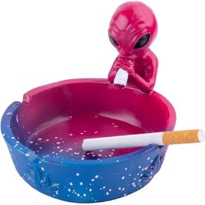 5.12" Outdoor Ashtray, Ash tray for Cigarettes and Cigars, Home Ashtray, Alien Fantasy Ashtray Decor for Home Office, Ornament Present (Pink)