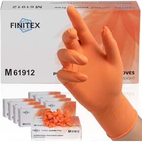 FINITEX Nitrile Disposable Latex-Free Gloves Orange - 3.5mil 1000PCS Powder-Free Gloves Cleaning Medical Exam Food Gloves