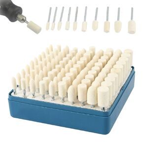 100Pcs Polishing Buffing Wheel Soft Wool Felt Polishing Pads with 1/8" Shank Wear Resistant Polishing Grinding Head for Drill Rotary Tool Accessories for Wood Metal Glass Jewelry