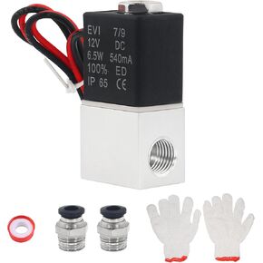 Electric Solenoid Valve 1/4 Inch NPT 12V DC Air Valve 2V025-08 2 Way Normally Closed Solenoid Valve for Water Air Gas Fuel Oil