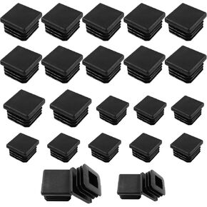 20 Pack End Cap Square Tubing Black Plastic Plug, for End Caps for Metal Tubing, Chair Leg Inserts for Metal Legs 2 Sizes (1'' Inch 0.75'' Inch)