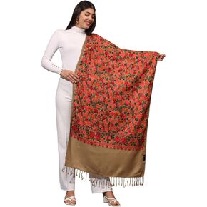 Zamour Kashmiri Embroidery Indian Shawl Stole Scarf Wrap for Wedding Parties Bridesmaid Prom (28 inch x 80 inch) in Saudi Arabia