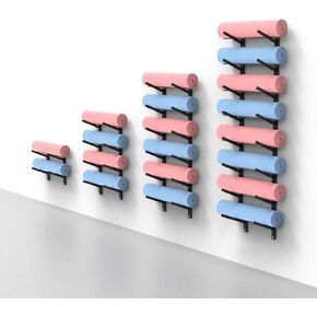 Yoga Mat Storage Rack, Wall Mounted Yoga Mat Holder, Large Capacity Storage Shelf, Multi-layer Storage, Home Hanging Storage Racks, Suitable for Home, Yoga Studio, Gym, School(Black,3-Tier)
