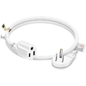 FIRMERST 1875W Low Profile Flat Plug 2Ft Extension Cord 14AWG 15A White
