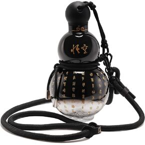 Gourd Water Bottle Tritan BPA-Free 210°F Heat Resistant - Leak-Proof Push-On Rubber Stopper, Stylish Gradient Colors with 2 Versatile Straps for Hanging - Durable (Black)