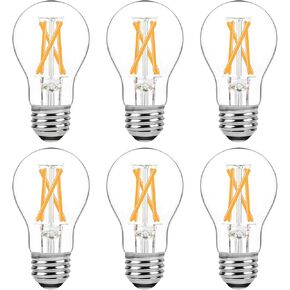 6-Pack Dimmable E26 LED Edison Bulbs 60 Watt Equivalent, 6W A15 2700K Warm White 600LM Vintage LED Light Bulbs for Ceiling Fan, Appliance, LED Filament Clear Refrigerator Light Bulbs