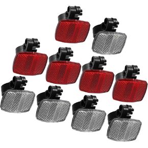 10pcs Bicycle Front Rear Reflector Kit Mountain Bike Safety Warning Reflectors for Handlebar Seatpost and Night Cycling Red and White Replacement Car Parts Durable Material