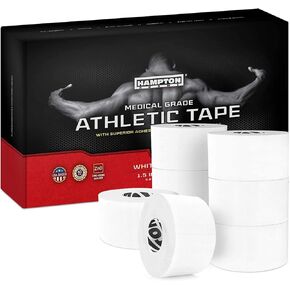 Hampton Adams | As Seen on Shark Tank | Original Sports Medical Athletic Tape (8-Pack) | 45ft Rolls | No Sticky Residue Easy Tear | for Athletes Trainers First Aid Injury Wrap | Ankles Wrist