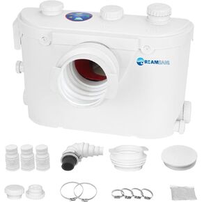 Macerator Pump for Macerating Toilet with 4 Water Inlets,Sewerage Water Pump for Easy Toilet Disposal Sewage Bathroom Kitchen Drainage