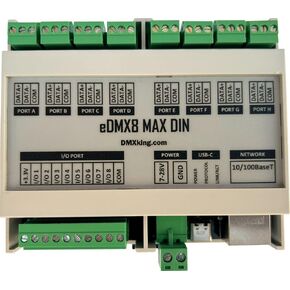 eDMX8 MAX DIN 8-Port – ArtNet/sACN via Ethernet to DMX 512 Converter with Screw Connectors (8 Ports)