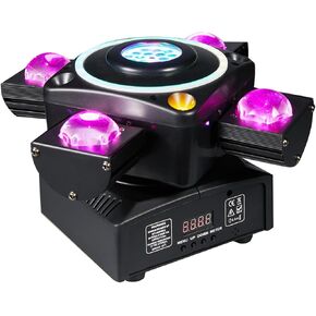 Moving Head Stage Light, LED DJ Lights with DMX512 Controller, Sound Activation, 4pcs 12W RGBW LED Beads,Dimmer Strobe Effect
