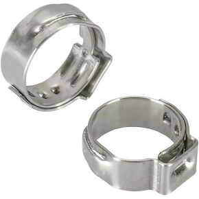 Pack of 50 6.3-7.5mm Single Ear Hose Clamps, MISPIRE 304 Stainless Steel Crimp Hose Clamps for Securing Pipe Hose, Automotive, Home Appliance
