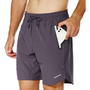 Men's Running Shorts 6" Quick Dry Gym Athletic Workout Shorts for Men with Zipper Pockets Graphite