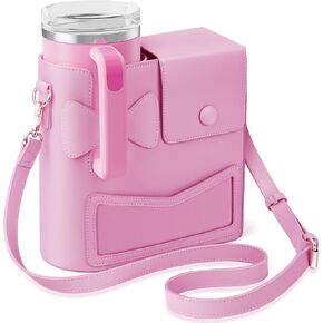 TCJJ Crossbody Bag for Stanley Cup Purse, Outdoor Portable Water Bottle Holder with Adjustable Shoulder Strap，2025 New Accessories for Stanley Cup Pink