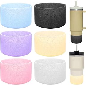 6 PCS Protective Glitter Silicone Boot, Bling Anti Slip Bottom Cover Bumper Cover Glitter Reduces Dents Sleeve, with All Water Bottles with Bottom Width of 2.85-3.56in Tumblers & Water Glasses