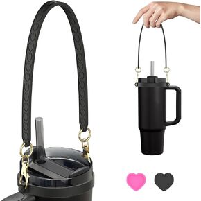 GeeRic Water Bottle Handle Strap, Silicone Handle for Water Bottle Accessories, Soft Strap Compatible with Stanley Cups, Fits Most 8-40oz Bottles