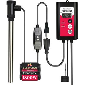 1800W Titanium Fully Submersible Portable Electric Bathtub & Pool Immersion Water Heater with Thermostat, GFCI Leakage Protection, Anti-Corrosion Sensor for Swimming pool, baptistry, Hot Tub