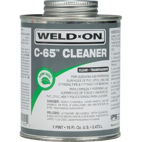 Weld-On 10202 C-65 PVC/CPVC/ABS/Styrene Cleaner - Low-VOC, Clear, 1 Pint (16 fl oz)