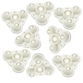 8 Pcs Mini Self Adhesive Caster Wheels Swivel Stick Plate Ball Pulley for Small Device Bottom DIY Sliding Base,1+3 Steel Balls White