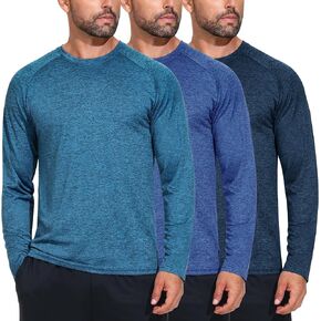 3 Pack Moisture-Wicking Long Sleeve T-Shirts for Men - Lightweight Quick-Dry Casual Tee Shirt for Gym Workout Running