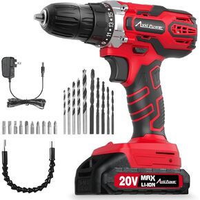AVID POWER 20V MAX Power Drill Kit, Cordless Drill Set with Battery and Charger, 2 Variable Speed, 3/8-Inch Keyless Chuck, 19 Position and 22pcs Drill Bits