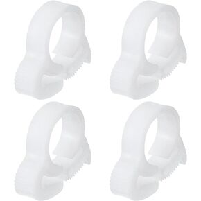 PATIKIL 4 Pcs Plastic Hose Clamps, 1/2 Inch Heavy Duty Speedy Double Snap Grip Ratcheting Adjustable Clamp for Hose Flow, White