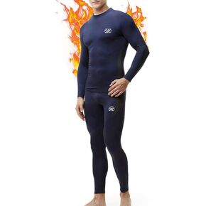 MEETWEE Men's Thermal Underwear Set, Winter Ski Gear Fleece Lined Long Johns Base Layer Warm Top & Bottom for Skiing Black