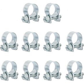 10-Pack 22-24mm Mini Hose Clamps, Galvanized Hose Clamps, (Pipe Clamp Diameter 7/8"-15/16"), Suitable for Fuel Injection Systems, Hydraulic Lines, Cars, Radiators, Gardens, etc.