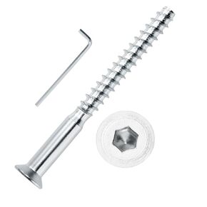 Confirmat Screws, 100 PCs M7 x 75mm, Hex Socket Drive Countersunk Self-Tapping Furniture Connecting Screw for IKEA Part 104323/104325
