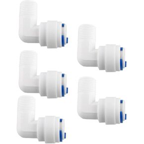 uxcell 1/4 Inch BSP Male to 3/8 Inch OD Elbow Quick Connect Water Purifiers Tube Fittings Push in to Connector Filter RO Tubing Connector for RO Reverse Osmosis System 5pcs