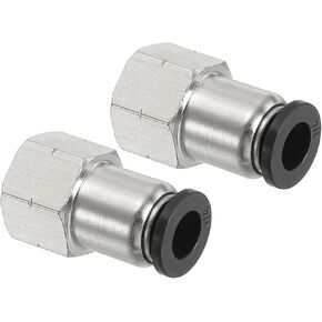 PATIKIL Female Straight Tubing Push to Connect Fittings, 2 Pack Female Straight 1/4 Inch Tube OD x 1/8 Inch NPT Thread Push to Connect Fittings for Air Water