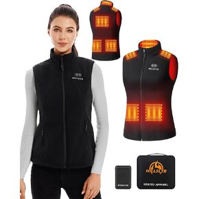 Heated Vest for Women, Fleece Heated Vest with 7.4V 12000mAh Battery Pack Lightweight Electric Heating Vest