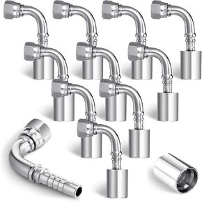 Blulu 10 Pcs 3/8" Hose x 3/8" Jic 37° female 90° Hydraulic Hose Fittings Hydraulic Hose End Elbow Crimp Fitting Hydraulic Hose Repair Kit 3/8'' Hydraulic Fittings 90 Degree