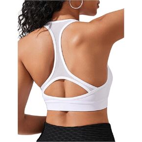 MakeMeChic Women's Racerback Sports Bra Cut Out Scoop Neck Wireless Workout Crop Tops Workout Yoga Bras