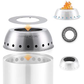 CHANGE MOORE 7'' Second Burning Smokeless Tabletop Fire Pit Cap, Fire Start for Big Fire Pit or Outdooor Use, Compatible with Solo Stove Mesa XL 7 Inch, 201 Stainless for Solo Stove Accessories