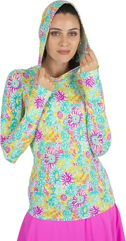 IBKUL Athleisure Wear UPF50+ هودي واقي من الشمس Icefil Cooling Lilli بأكمام طويلة - 16488 بنفسجي متعدد Lilli S in Kuwait